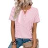 Zeagoo Womens Summer Tops V Neck Short Sleeve Shirts Dressy Casual Blouse Spring Vacation Tshirts Clothes(Pink Stripes)