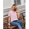Zeagoo Womens Summer Tops V Neck Short Sleeve Shirts Dressy Casual Blouse Spring Vacation Tshirts Clothes(Pink Stripes)