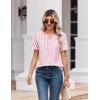 Zeagoo Womens Summer Tops V Neck Short Sleeve Shirts Dressy Casual Blouse Spring Vacation Tshirts Clothes(Pink Stripes)