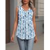 Zeagoo Womens Tank Tops Summer Sleeveless Loose Fit Tops V Neck Pleated Shirts Basic Tees Dressy Casual Trendy Clothes(Cx329-blue Square)