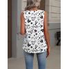 Zeagoo Womens Tank Tops Summer Sleeveless Loose Fit Tops V Neck Pleated Shirts Basic Tees Dressy Casual Trendy Clothes(Sf291-white and Black Flower)