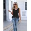 Zeagoo Womens Tank Tops Summer Sleeveless Pleated V Neck Tunic Shirts Loose Casual Button Flowy Boho Clothes S-3XL(Black)