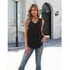 Zeagoo Womens Tank Tops Summer Sleeveless Pleated V Neck Tunic Shirts Loose Casual Button Flowy Boho Clothes S-3XL(Black)