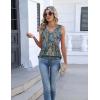 Zeagoo Womens Tank Tops Summer Sleeveless Pleated V Neck Tunic Shirts Loose Casual Button Flowy Boho Clothes S-3XL(Pattern Mz779)