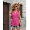 Zeagoo Womens Tops 2026 Flowy Peplum Summer V Neck Babydoll Tank Top Casual Beach Vacation Clothes(Rose Red)