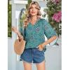 Zeagoo Womens Tops 3/4 Sleeve V Neck Bohemian Blouses Casual Loose Fit Tunic Boho Shirts Floral Printed Clothes(Blue Floral Mz858)