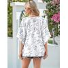Zeagoo Womens Tops 3/4 Sleeve V Neck Bohemian Blouses Casual Loose Fit Tunic Boho Shirts Floral Printed Clothes(Blue Leaf Sp106)