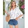 Zeagoo Womens Tops 3/4 Sleeve V Neck Bohemian Blouses Casual Loose Fit Tunic Boho Shirts Floral Printed Clothes(Blue Leaf Sp106)