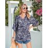 Zeagoo Womens Tops 3/4 Sleeve V Neck Bohemian Blouses Casual Loose Fit Tunic Boho Shirts Floral Printed Clothes(Blue Pattern Mz473)