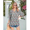 Zeagoo Womens Tops 3/4 Sleeve V Neck Bohemian Blouses Casual Loose Fit Tunic Boho Shirts Floral Printed Clothes(Boho Multicolo Mz899)