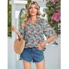 Zeagoo Womens Tops 3/4 Sleeve V Neck Bohemian Blouses Casual Loose Fit Tunic Boho Shirts Floral Printed Clothes(Boho Multicolo Mz899)