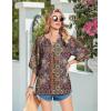 Zeagoo Womens Tops 3/4 Sleeve V Neck Bohemian Blouses Casual Loose Fit Tunic Boho Shirts Floral Printed Clothes(Boho Multicolor Mz721)
