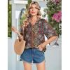 Zeagoo Womens Tops 3/4 Sleeve V Neck Bohemian Blouses Casual Loose Fit Tunic Boho Shirts Floral Printed Clothes(Boho Multicolor Mz721)