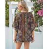 Zeagoo Womens Tops 3/4 Sleeve V Neck Bohemian Blouses Casual Loose Fit Tunic Boho Shirts Floral Printed Clothes(Boho Multicolor Mz721)