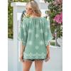 Zeagoo Womens Tops 3/4 Sleeve V Neck Bohemian Blouses Casual Loose Fit Tunic Boho Shirts Floral Printed Clothes(Light Green Mz915)