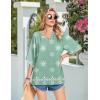 Zeagoo Womens Tops 3/4 Sleeve V Neck Bohemian Blouses Casual Loose Fit Tunic Boho Shirts Floral Printed Clothes(Light Green Mz915)