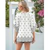 Zeagoo Womens Tops 3/4 Sleeve V Neck Bohemian Blouses Casual Loose Fit Tunic Boho Shirts Floral Printed Clothes(Multi Apricot Mz920)