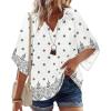 Zeagoo Womens Tops 3/4 Sleeve V Neck Bohemian Blouses Casual Loose Fit Tunic Boho Shirts Floral Printed Clothes(Multi Apricot Mz920)