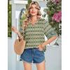 Zeagoo Womens Tops 3/4 Sleeve V Neck Bohemian Blouses Casual Loose Fit Tunic Boho Shirts Floral Printed Clothes(Multi Blue Mz925)