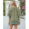 Zeagoo Womens Tops 3/4 Sleeve V Neck Bohemian Blouses Casual Loose Fit Tunic Boho Shirts Floral Printed Clothes(Multi Blue Mz925)