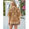 Zeagoo Womens Tops 3/4 Sleeve V Neck Bohemian Blouses Casual Loose Fit Tunic Boho Shirts Floral Printed Clothes(Multi Coffee Mz917)
