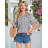 Zeagoo Womens Tops 3/4 Sleeve V Neck Bohemian Blouses Casual Loose Fit Tunic Boho Shirts Floral Printed Clothes(Multi Floral Mz914)