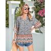 Zeagoo Womens Tops 3/4 Sleeve V Neck Bohemian Blouses Casual Loose Fit Tunic Boho Shirts Floral Printed Clothes(Multi Floral Mz914)