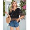 Zeagoo Womens Tops 3/4 Sleeve V Neck Bohemian Blouses Casual Loose Fit Tunic Boho Shirts Floral Printed Clothes(Multicolor Black Mz930)