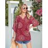 Zeagoo Womens Tops 3/4 Sleeve V Neck Bohemian Blouses Casual Loose Fit Tunic Boho Shirts Floral Printed Clothes(Pink Boho Cx320)