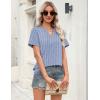 Zeagoo Womens Tops Short Sleeve V Neck Tee Shirts Cute Dressy Casual Clothing Business Work Blouse(Blue and White Stripes Tz273)