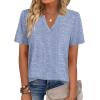 Zeagoo Womens Tops Short Sleeve V Neck Tee Shirts Cute Dressy Casual Clothing Business Work Blouse(Blue and White Stripes Tz273)