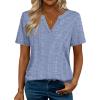 Zeagoo Womens Tops Short Sleeve V Neck Tee Shirts Cute Dressy Casual Clothing Business Work Blouse(Blue and White Stripes Tz273)
