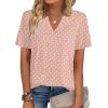 Zeagoo Womens Tops Short Sleeve V Neck Tee Shirts Cute Dressy Casual Clothing Business Work Blouse(Pink Polka Dots Jh1)