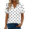 Zeagoo Womens Tops Short Sleeve V Neck Tee Shirts Cute Dressy Casual Clothing Business Work Blouse(White Polka Dots Jh592)