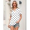 Zeagoo Womens Tops Short Sleeve V Neck Tee Shirts Cute Dressy Casual Clothing Business Work Blouse(White Polka Dots Jh592)