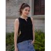 Zeagoo Womens Tops Summer Pleated Sleeveless Tank Top V Neck Dressy Casual Flowy Boho Tunic Shirts(Black)
