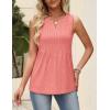 Zeagoo Womens Tops Summer Pleated Sleeveless Tank Top V Neck Dressy Casual Flowy Boho Tunic Shirts(Coral)
