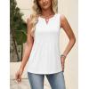 Zeagoo Womens Tops Summer Pleated Sleeveless Tank Top V Neck Dressy Casual Flowy Boho Tunic Shirts(White)