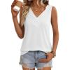Zeagoo White Tops for Women 2026 Trendy V Neck Tank Tops Summer Clothes Dressy Casual Blouses for Women
