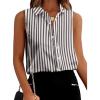 Zeagoo Women’s Sleeveless Blouses Stripe Button Down Shirts Collared Tank Top V Neck Work Shirt
