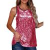 Zeagoo Women’s Sleeveless Sparkle Shimmer Camisole Vest Glitter Sequin Tank Tops(Rose Red)
