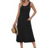 Zeagoo Womens Summer Midi Dresses 2026 Casual Sleeveless Tank Sundresses A Line Crewneck Beach Vacation Dress with Pockets(Black)