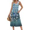 Zeagoo Womens Summer Midi Dresses 2026 Casual Sleeveless Tank Sundresses A Line Crewneck Beach Vacation Dress with Pockets(Green Floral 02-mz777)