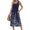 Zeagoo Womens Summer Midi Dresses 2026 Casual Sleeveless Tank Sundresses A Line Crewneck Beach Vacation Dress with Pockets(Navy Blue Floral-sf119)