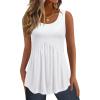 Zeagoo Womens Summer Tank Tops Sleeveless Babydoll Tops Loose Fit Tunic Blouses Crew Neck Flowy Shirts S-3XL A White