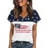 Zeagoo Womens Summer Tops Rolled Short Sleeve V Neck Shirts Casual Dressy Business Work Blouses Outfits(Flag-gq39)