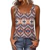 Zeagoo Womens Tank Tops Flowy Loose Fit Scoop Neck Casual Summer Tops Curvy Hem(Orange Boho)