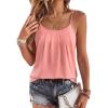 Zeagoo Womens Tops Summer Outfits Flowy Pleated Camisole Loose Fitting Spaghetti Strap Tank Top Coral
