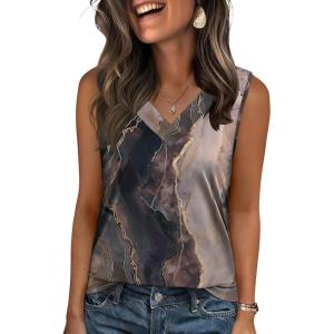 Zeagoo Tank Top for Women V Neck Loose Fit Sleeveless Summer Tops Business Casual Outfits Dressy Blouses Shirts(Multicolor-cx278)