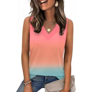 Zeagoo Tank Top for Women V Neck Loose Fit Sleeveless Summer Tops Business Casual Outfits Dressy Blouses Shirts(Pink Jb218)